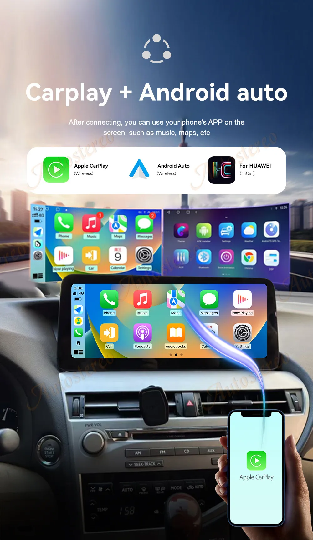 12.3 Carplay For Lexus RX270 RX450H RX 2009-2015 Android 14 Car Multimedia Playe