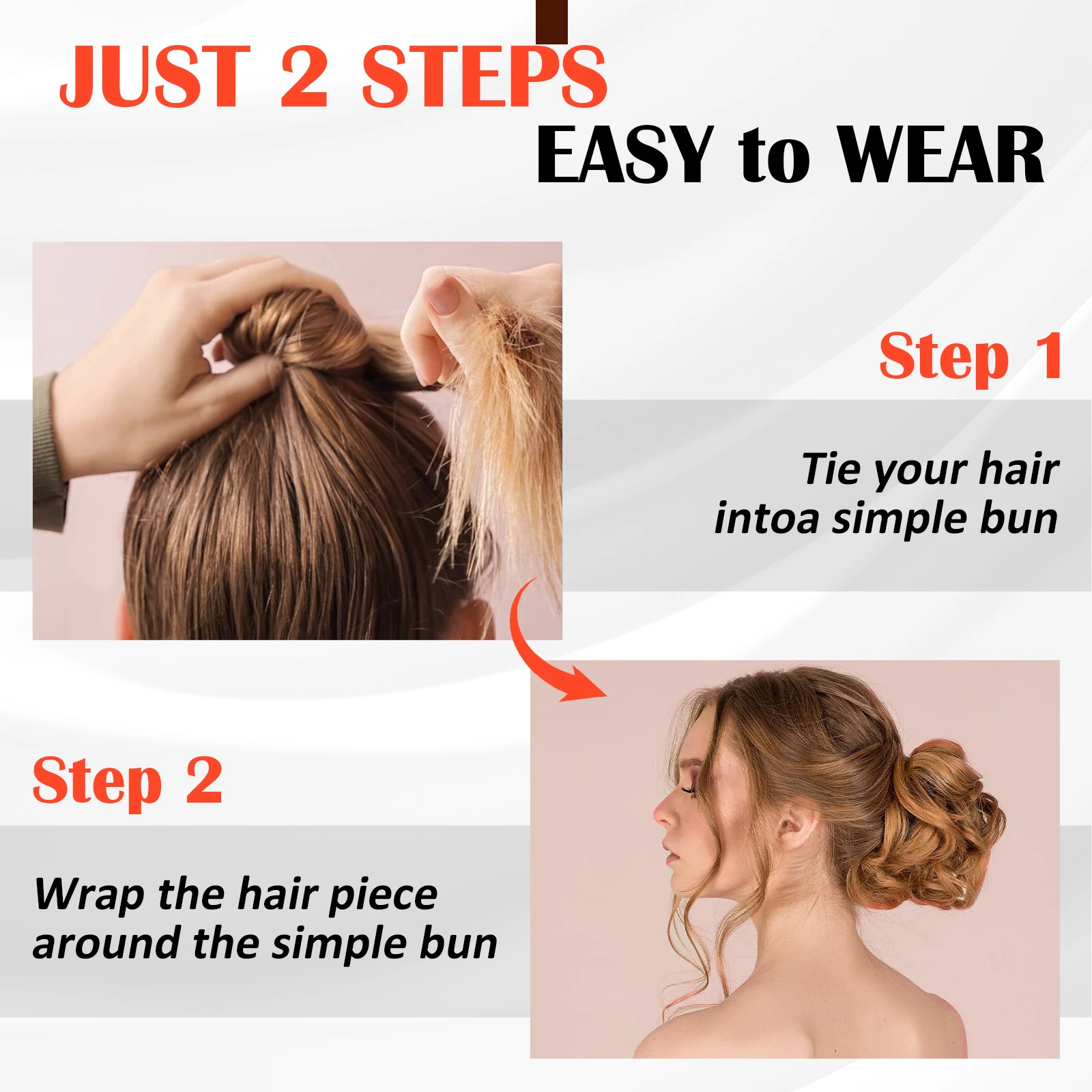 Gray Human Hair Messy Hair Bun Curly Chignon Extensions With Rubber Band 100% Human Messy Bun Piece for Women