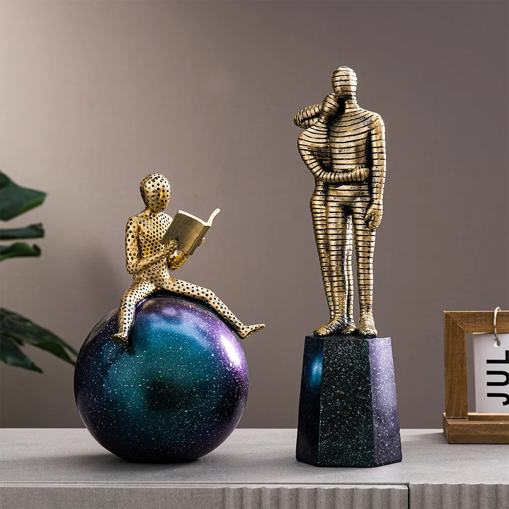 

Nordic Novelty Figurines Home Decor Abstract Statue for Living Room Table Ornaments Bookshelf Decoration Resin Sculptures Crafts