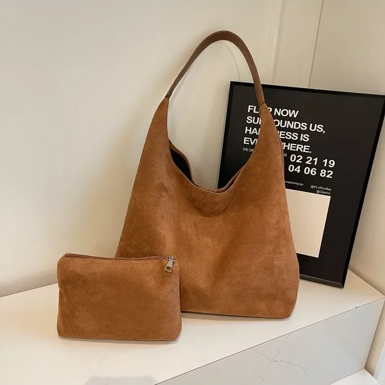 Suede Women's Autumn Winter Commuter Tote Bucket Shoulder Bags