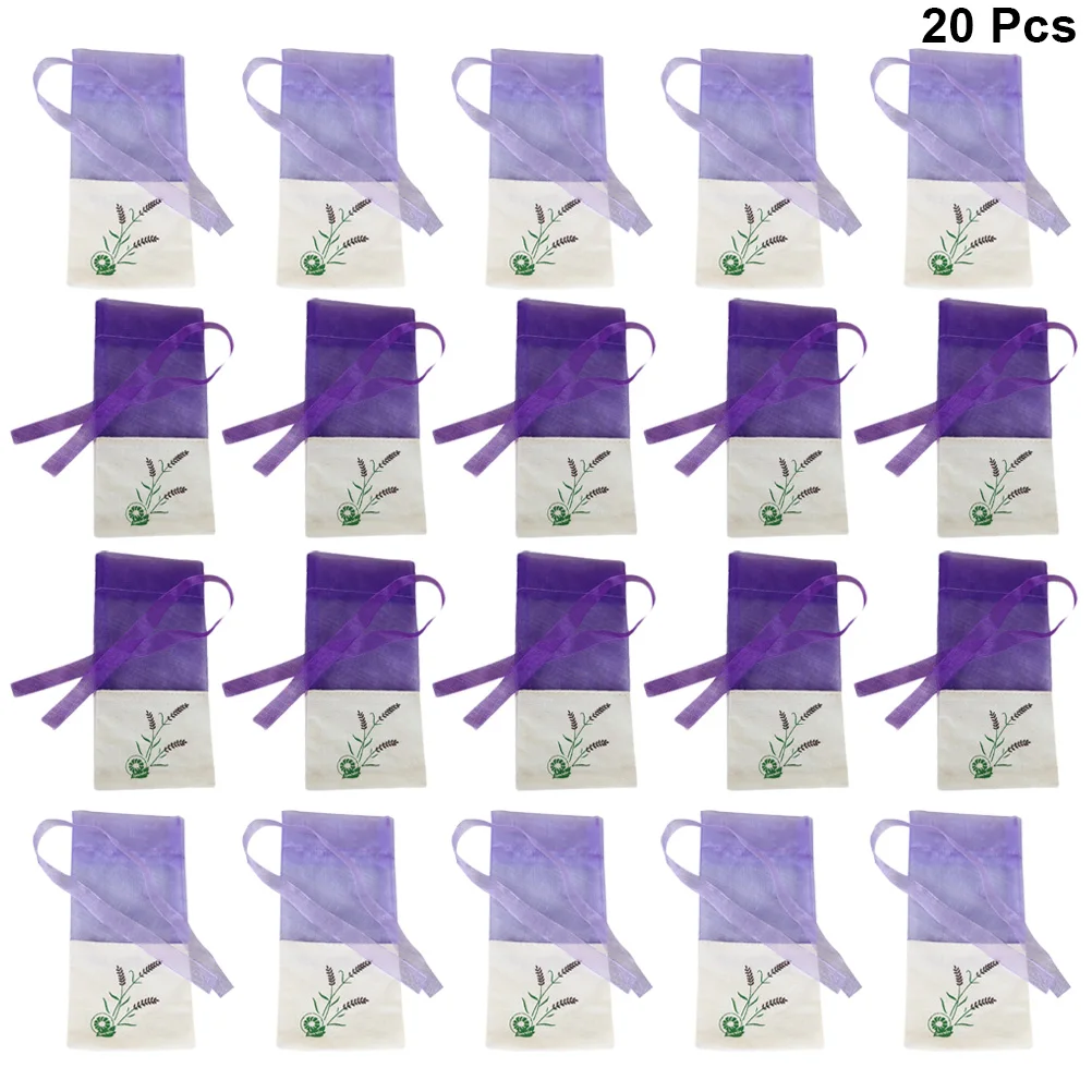 

20pcs Empty Lavender Bags Floral Printing Gauze Fragrance Pouch Aromatherapy Sachets Bag for Wardrobe Car Relaxing Sleeping