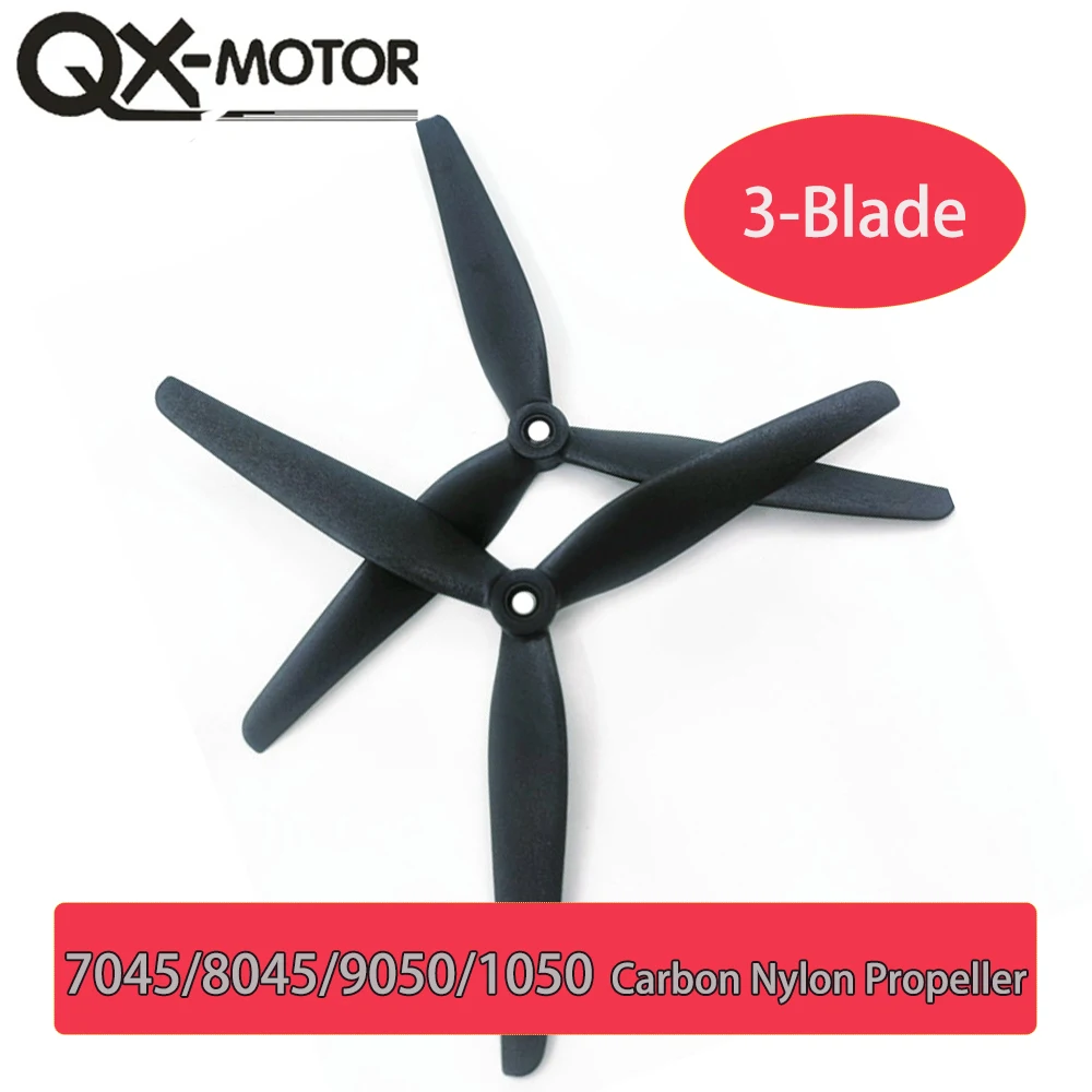 

QX-MOTOR CW CCW 3-лопастной усиленный углеродный нейлоновый пропеллер 7x4,5 8x4,5 9x5 10x5 дюймов 7045/8045/9050/1050 для дрона с несколькими несущими винтами FPV
