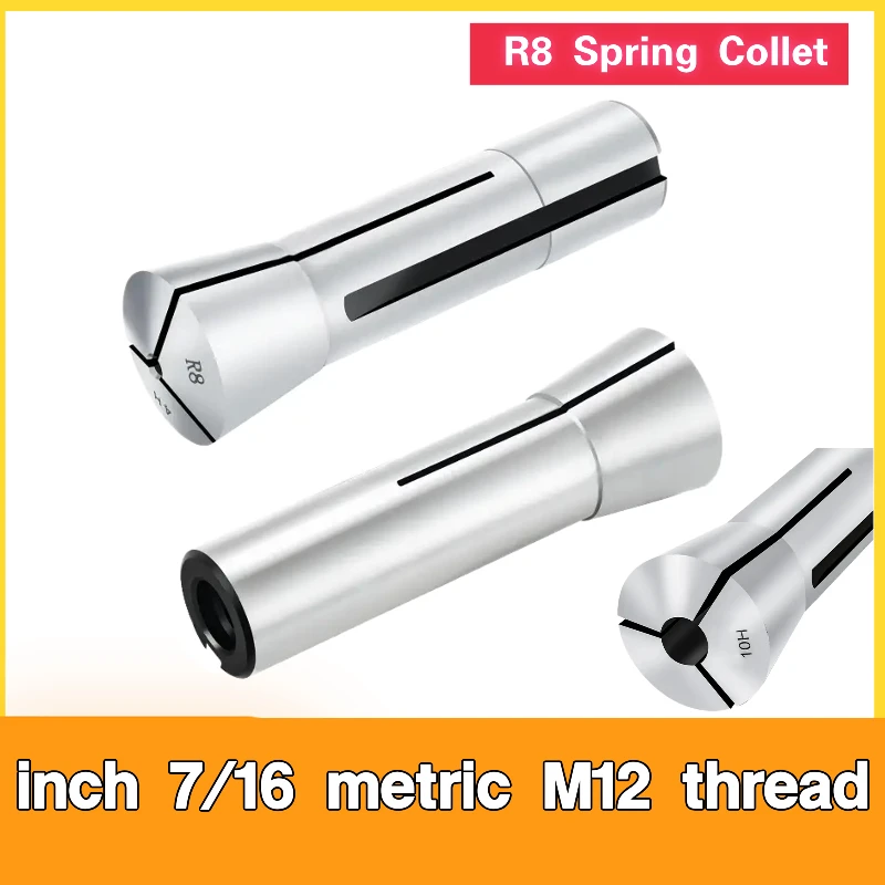 Inch 7/16 Metric M12 Thread R8 Spring Collet Lathe Collet Chuck Milling Machine R8 Metric British Clamping Size