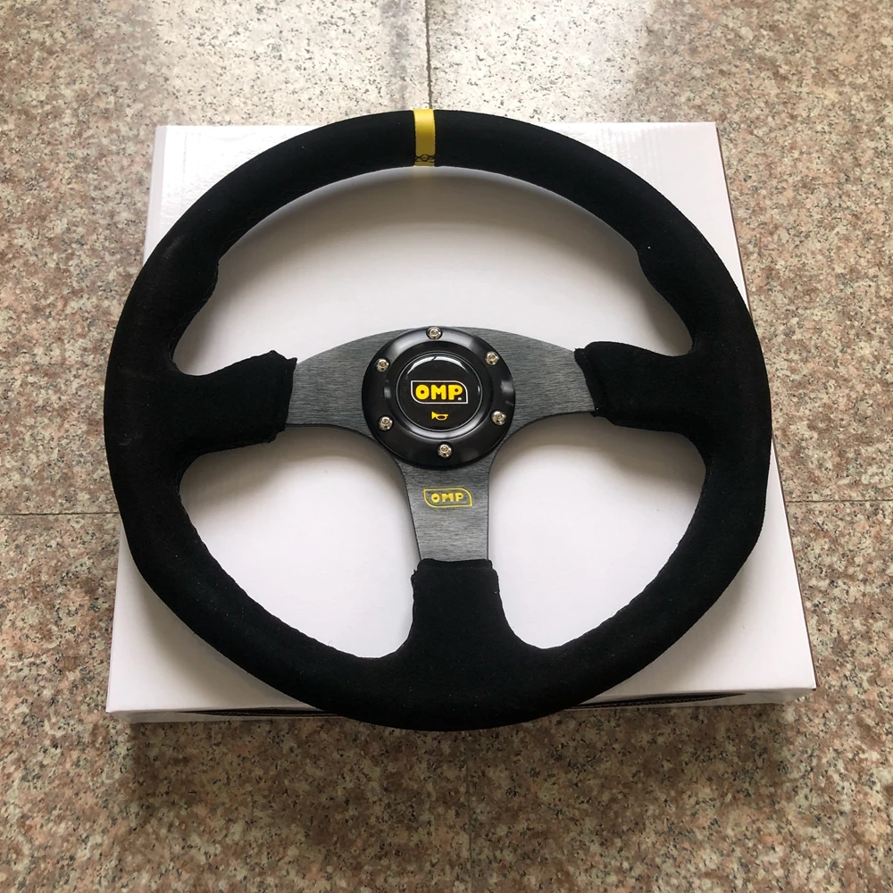 

Universal 350MM Flat Racing OMP Steering Wheel Car Suede Leather JDM Steering Wheel Volantes For VW HONDA TOYOTA BMW Volvo