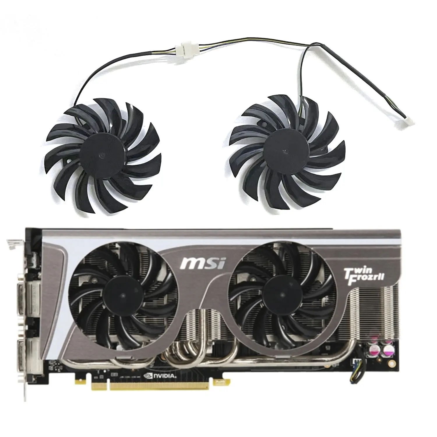 The new GTX 580 GPU Fan PLD08010S12HH 4PIN 75MM is available for MSI GTX 460 560 570 580, R6850 6870 6790 graphics card cooling