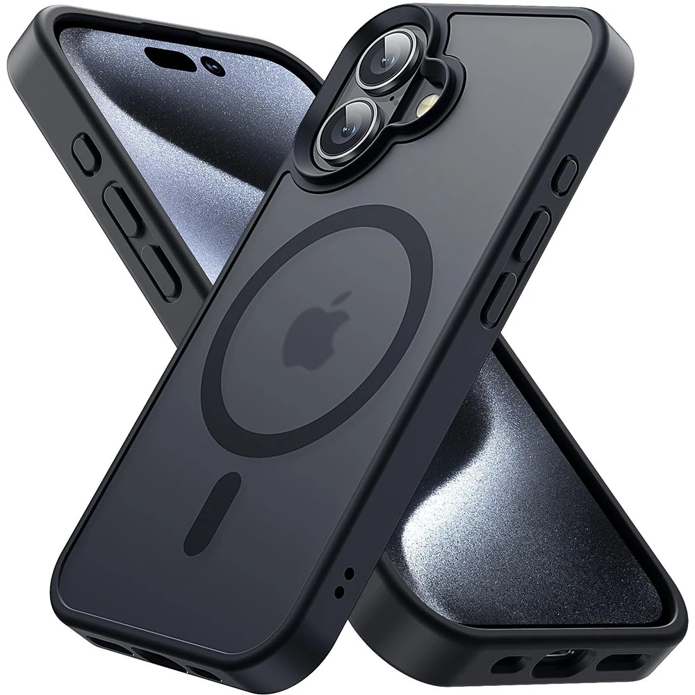 Sleek Black Magnetic Matte Phone Case with MagSafe Compatibility