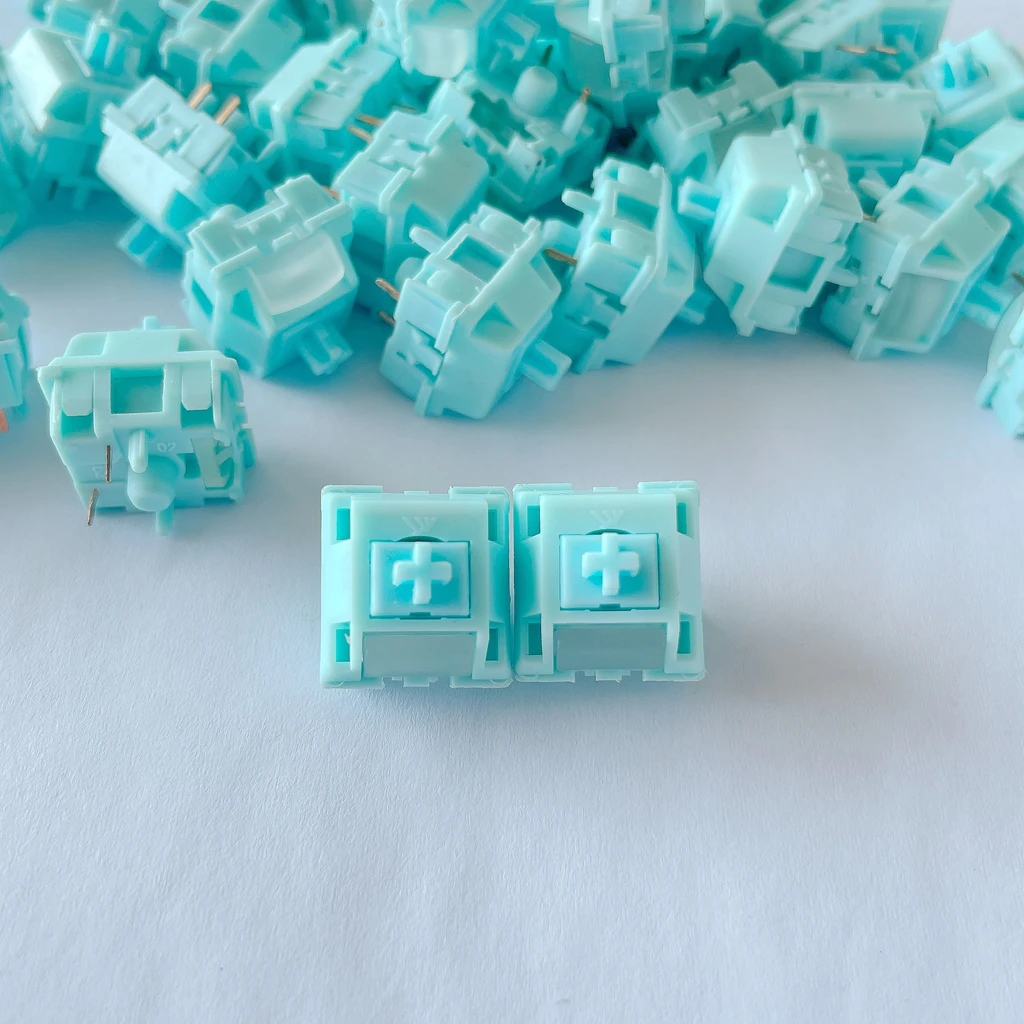 KTT-interruptor azul silencioso, 43g, 5 pines, interruptores lineales, Teclado mecánico, silencioso, lubricación suave de fábrica, RGB para juegos y oficina