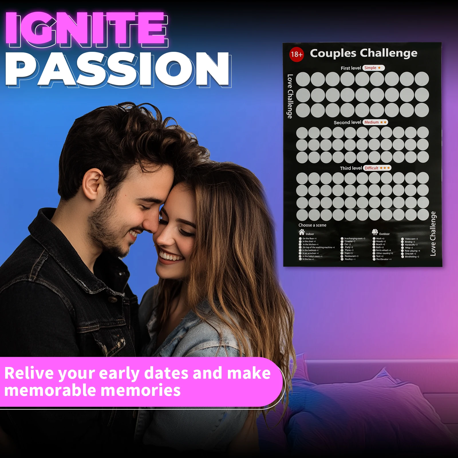 Romantic Adventure Scratch-Off Poster: 100 Fun Date Night Ideas
