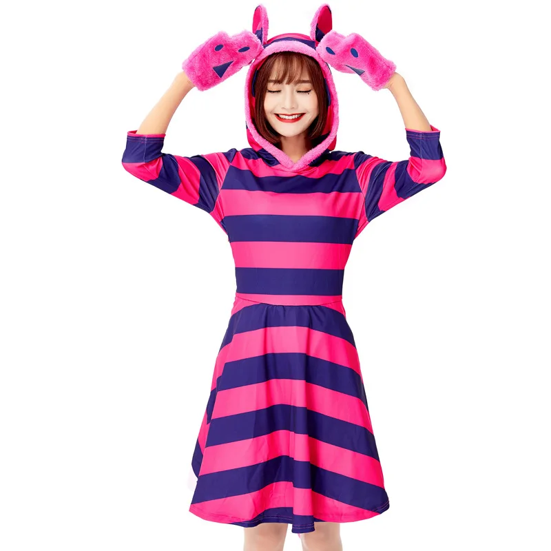 

Women Purple Cheshire Cat Costume For Halloween Outfit Clothes Alice in Wonderland Cosplay Masquerade Fancy Dress