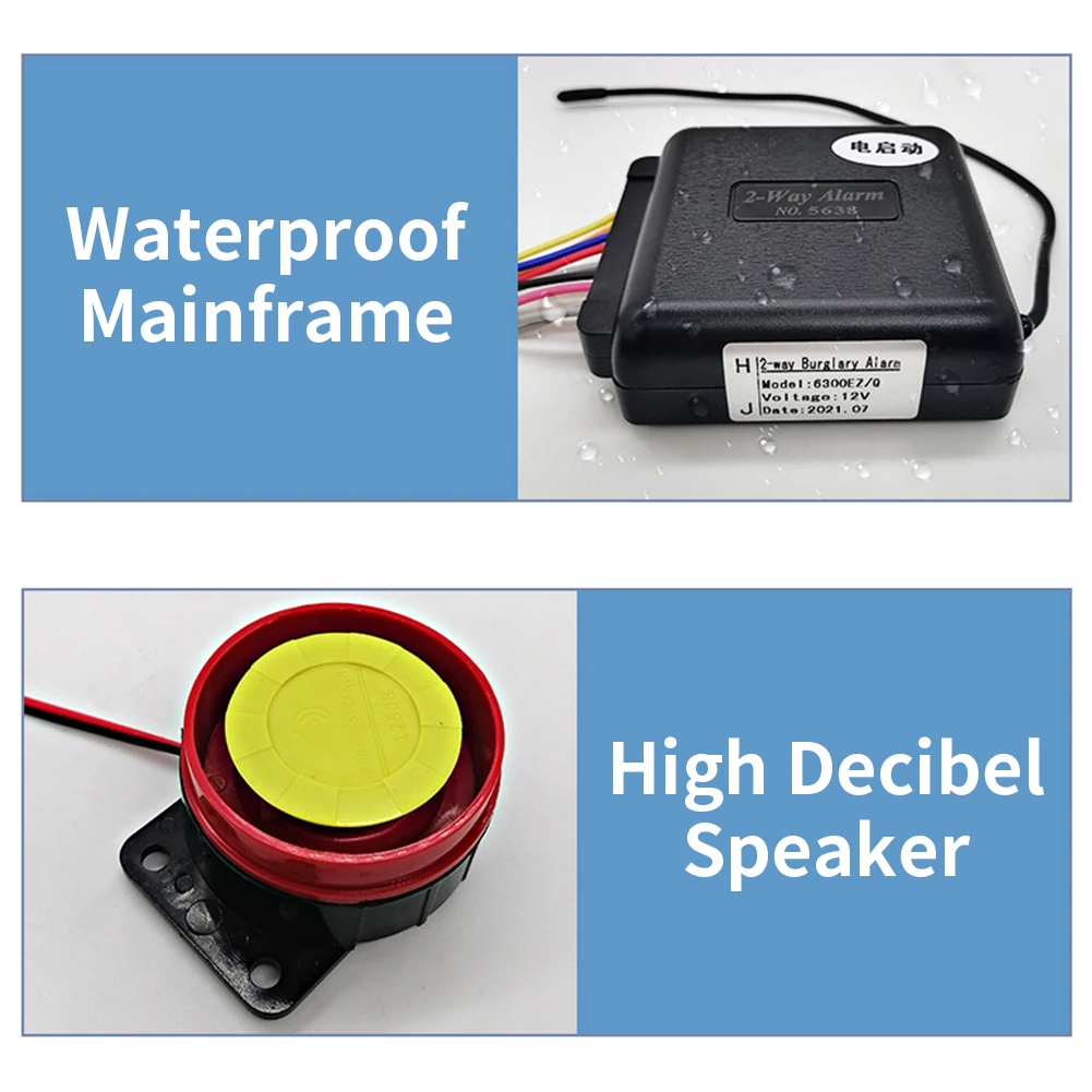 12V Motorcycle Anti Theft Kit 2 Way Motorcycle Immobilizer Automatic Burglar Alarm Keyless Entry Siren Motorbike Alarm System