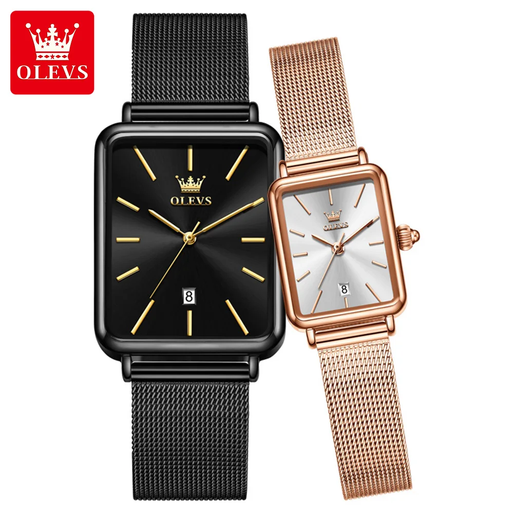 OLEVS 3692 Quartz Watch For Men Women High Hardness Mirror Thin Case Couple Watches Calendar 30M Waterproof Fashion Wristwatch