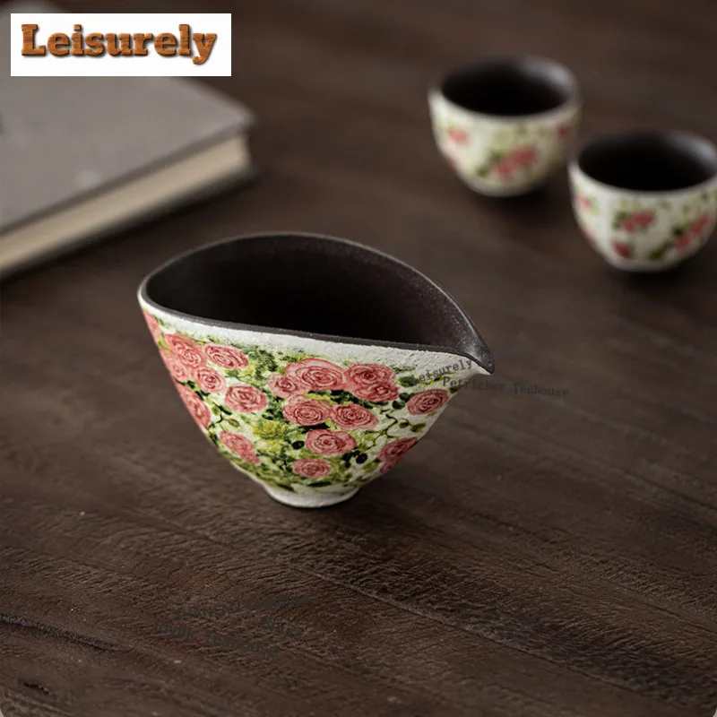 180ML Oil Painting Rose Whisper Tea Pitcher Tea Divider Cha Hai Dispenser Household Justice Cup Fair Mug Drinkware Supplies Gift