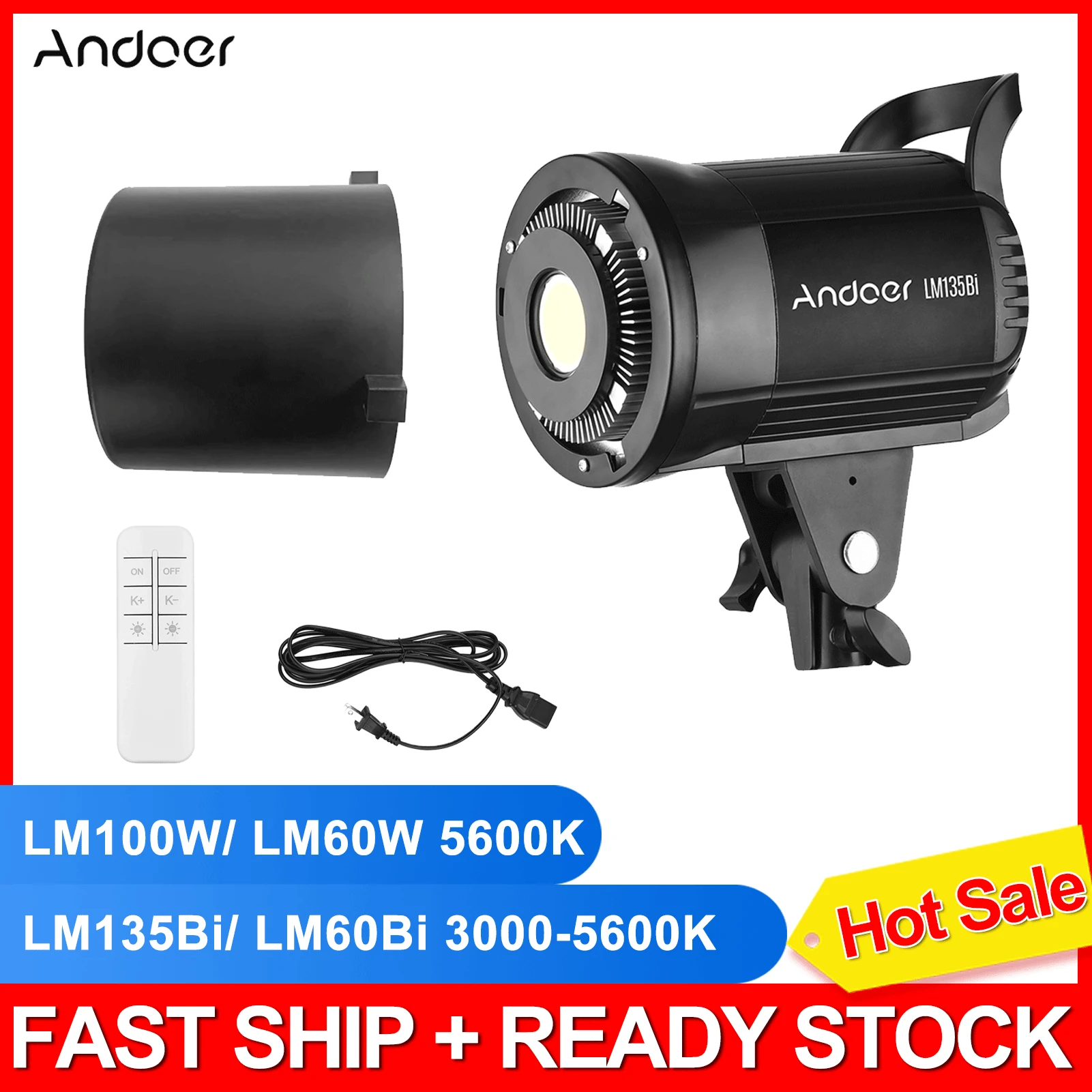 Andoer Studio Led Video Light 135w 100w 60w 3000k5600k Dimmable Bowens