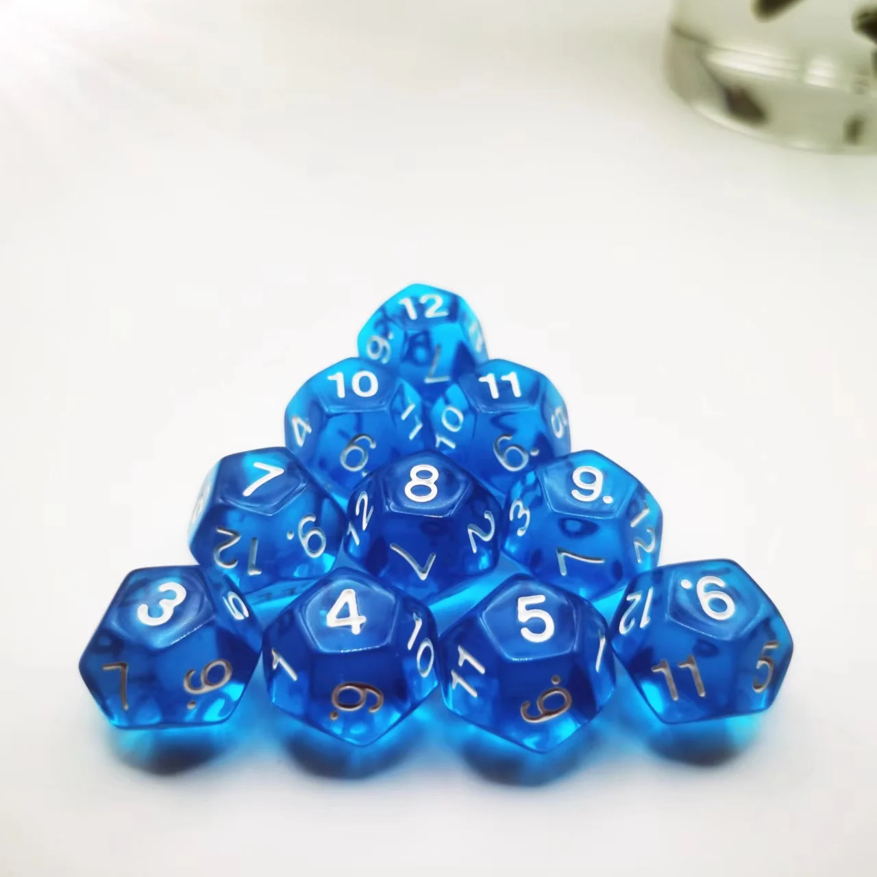 D12 12 Faces DND Dice Transparent Acrylic 12 Side Dice Set Polyhedral TRPG Mtg Rpg for DND or COC Game 10PCs per Set acrylic dice dice set