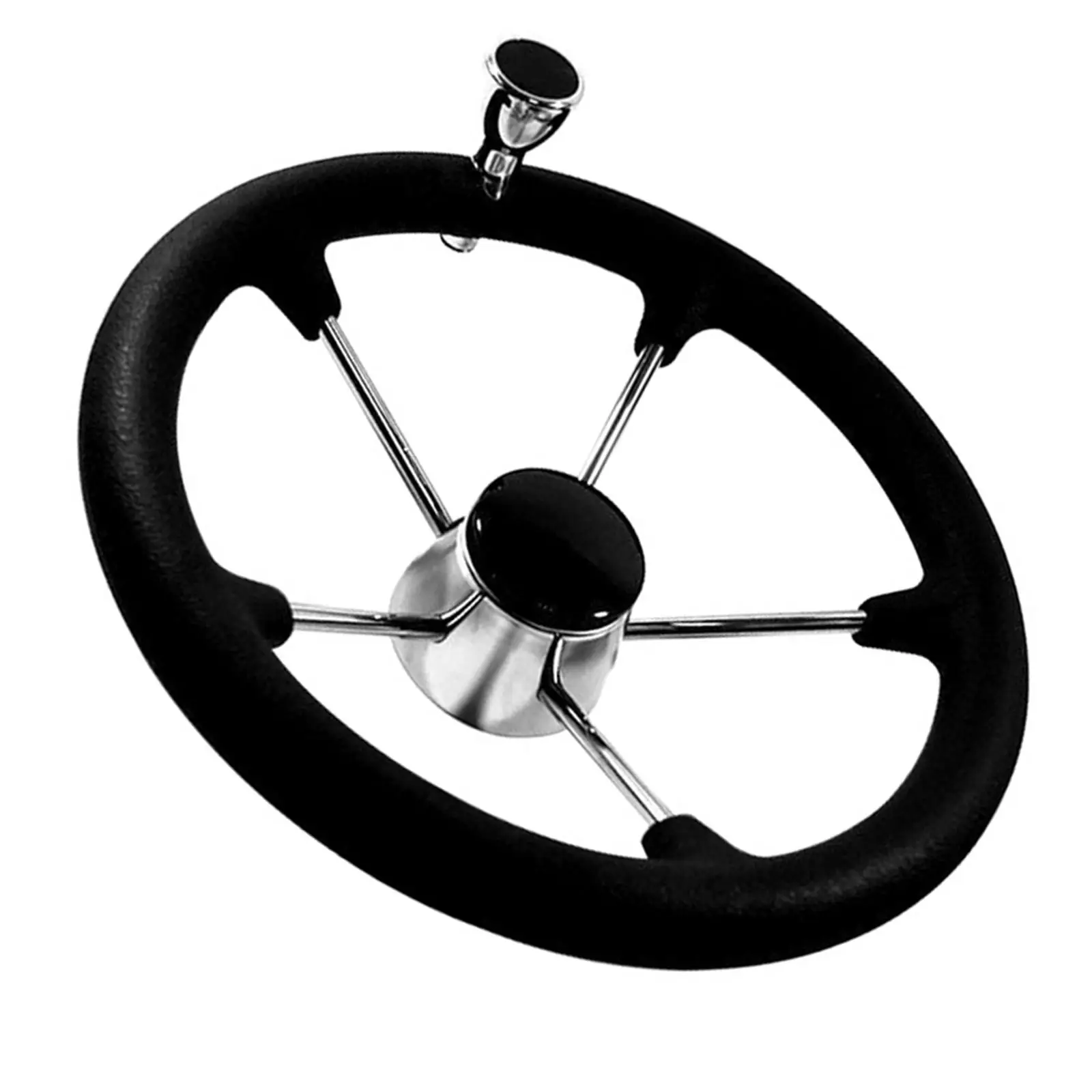 

Рулевое колесо для лодки 15,5 дюйма, из нержавеющей стали с ручкой, 5 спицами для замены, подходит для морских аксессуаров для лодок, легко устанавливается