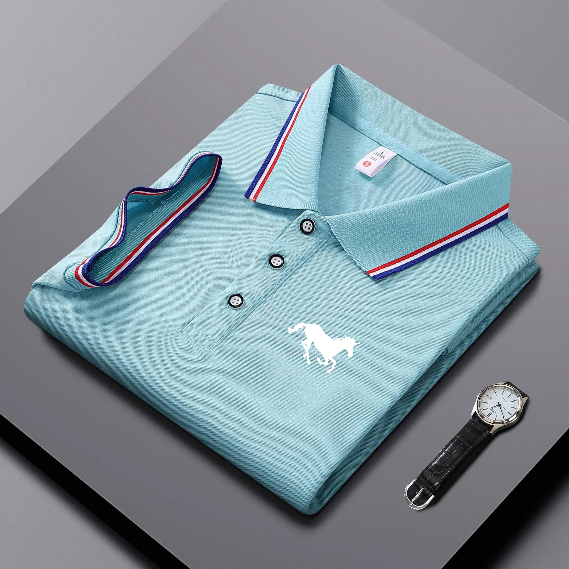 Embroidered Men's Polo Shirt, Summer Trend Short Sleeved Top of the Line Business Casual Comfortable Breathable Polo Shirt 16 S8b6d25ecec02418993d4e10bda958577M