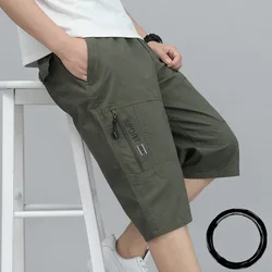 Shorts Man Breeches Cotton Loose Quarter Beach Sweatpants Summer Casual Oversized Y2k Trousers Fashion Multiple Pockets Pants