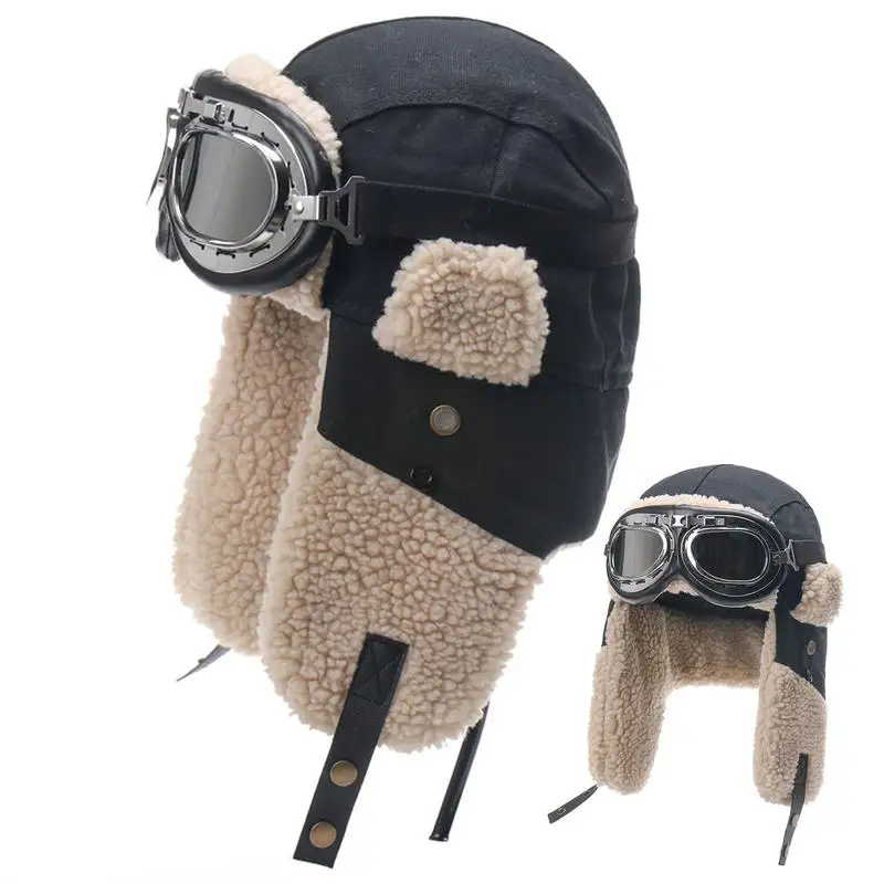 Men's Winter Trapper Aviators Trooper Earflap Warm Russian Waterproof Ski Hat Bomber Caps Russian Warm Ear Protectors Hats