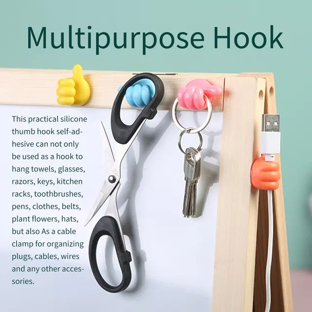 Multifunctional Clip Holder Thumb Hooks Wire Organizer Wall Hooks Hanger Strong Wall Storage Holder For Kitchen Bathroom 3