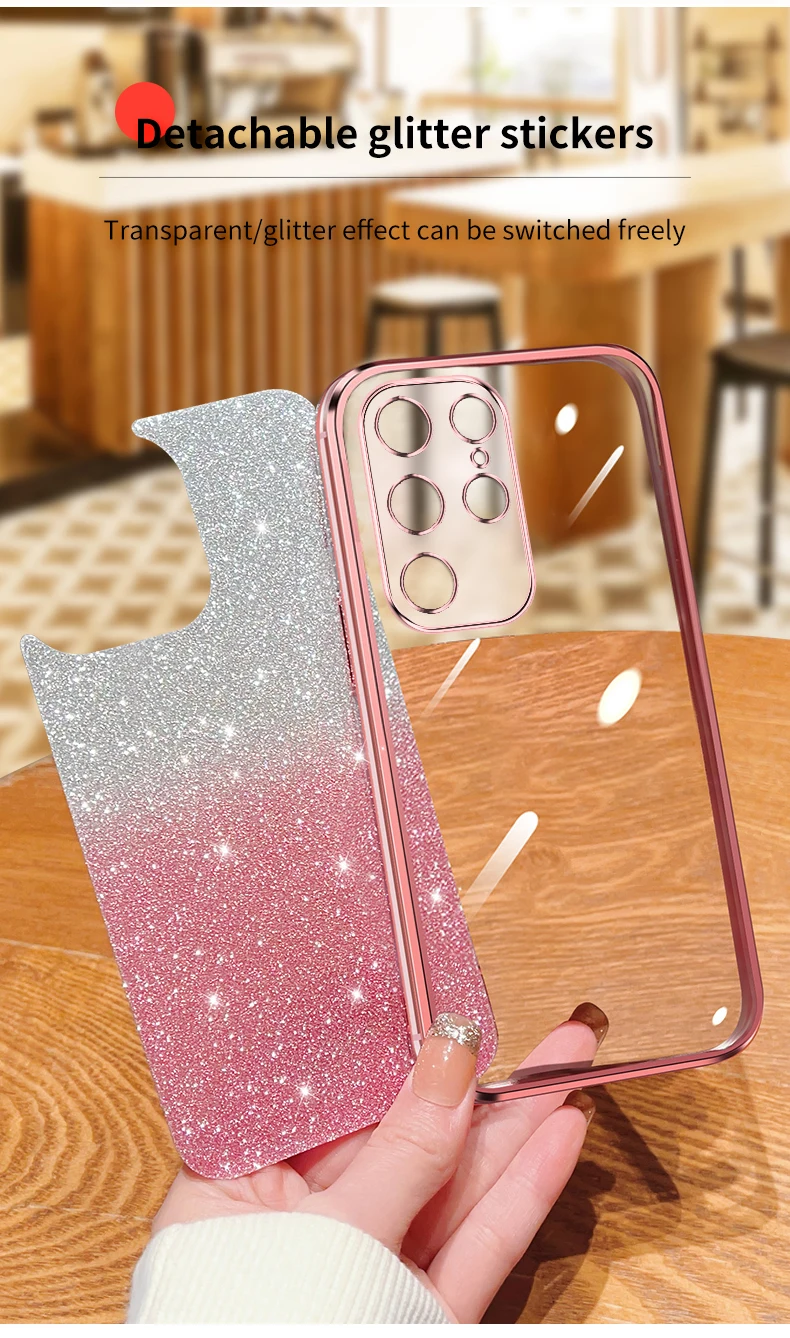 Gradient Glitter Electroplated Case For Samsung Galaxy S24 S23 S22 S21 S20 FE Plus Note 20 Ultra Soft TPU Silicone Back_voghion.com