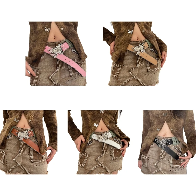 

Adjust Waist Belt Cool Girls Butterfly Buckle Belt for Shorts Women Accessories