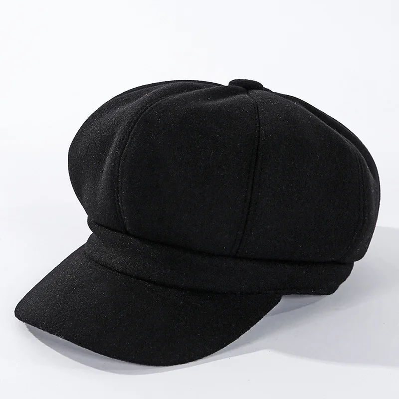 Berets Hat Octagonal Beret Hats Wool Blended Newsboy Caps Women Cool Street Brim Cap Outdoor Winter Autumn Bonnets Girl
