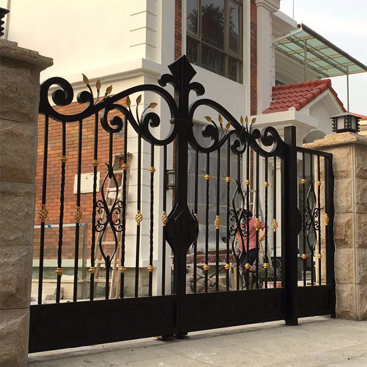 Modern Aluminum Main Gate Design Simple Entrance Steel Gates For School Home Grey Black Security Wrought Iron House Exterior