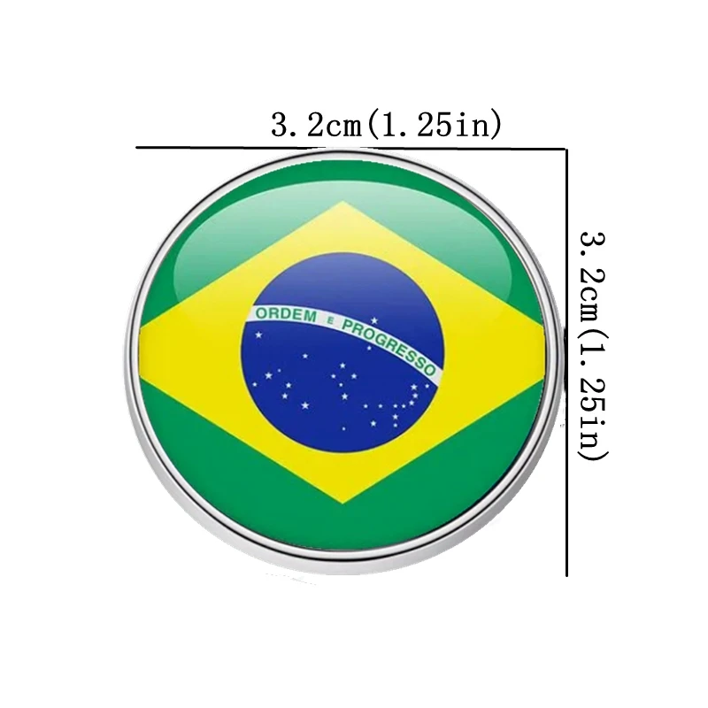 

3D Brasil Flag Fridge Magnets Logo Silver Metal Pattern Is Used To Decor