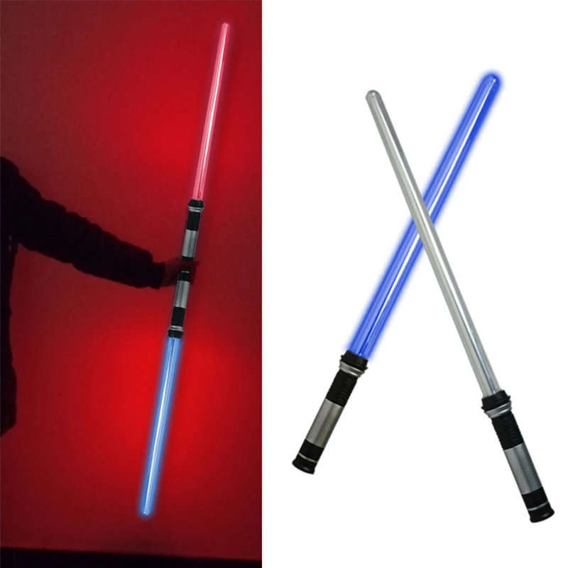 Piscando sabre de luz rgb laser duplo espada sabre luz kpop lightstick cosplay brinquedos som e luz para meninos meninas brinquedos presente