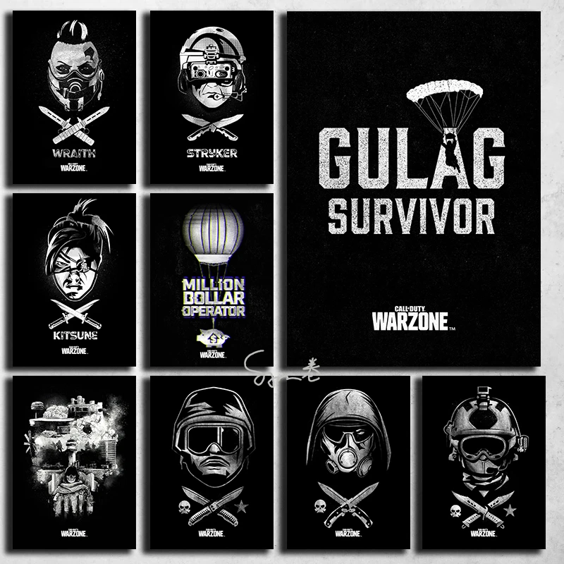 Videogioco Call Of Duty Warzone Poster In Bianco E Nero Stampe Su Tela Call Of Duty Warzone Wall Art Picture Sala Da Gioco Bar Decor