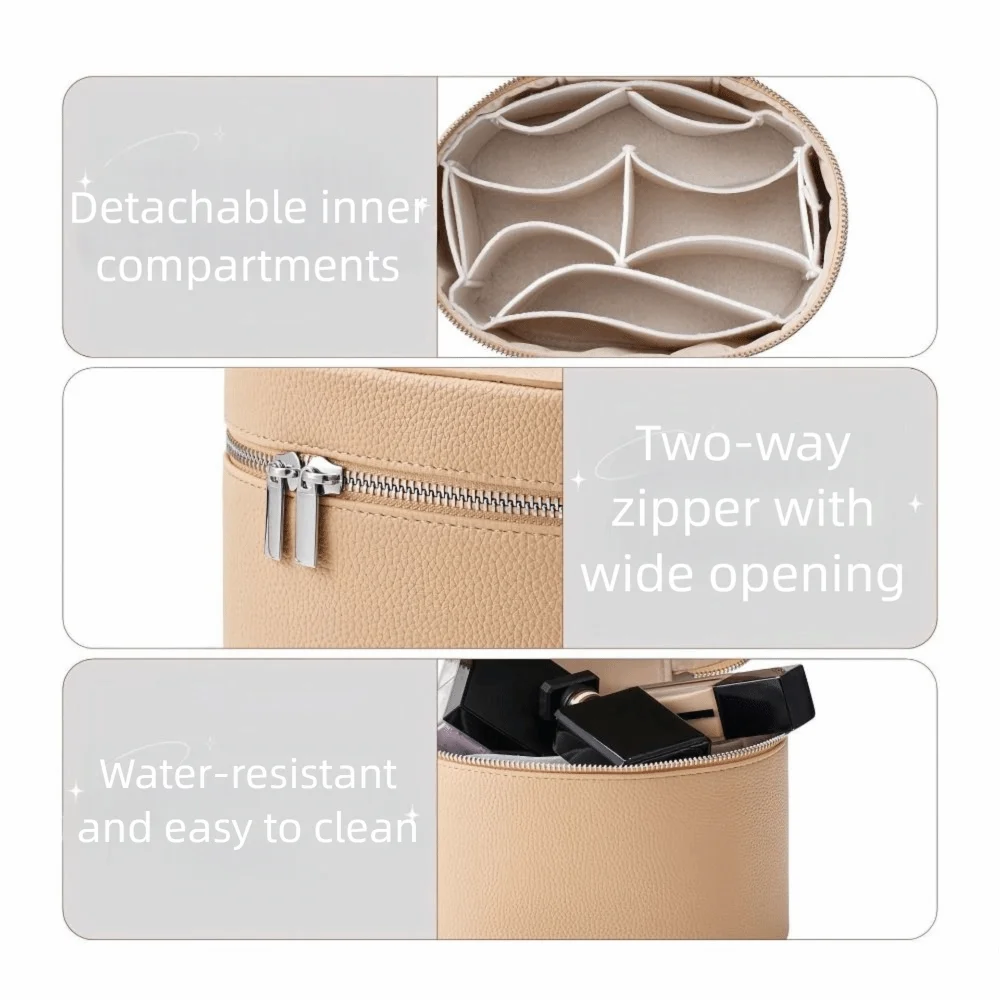 Kosmetikbox mit großer Kapazität, PU-Leder, wasserdicht, Reise-Organizer, Tasche mit Reißverschluss, interne Aufbewahrungsbox, Kulturbeutel – Detail 3