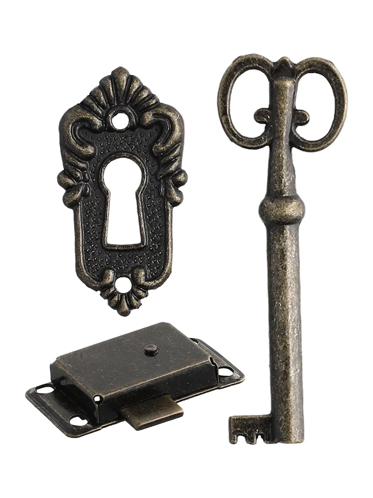 Lock Door Lock With Key Drawer Hardware Retro Style Antique Cabinet Wardrobe Cupboard Door Lock Set Practical Durable parts
