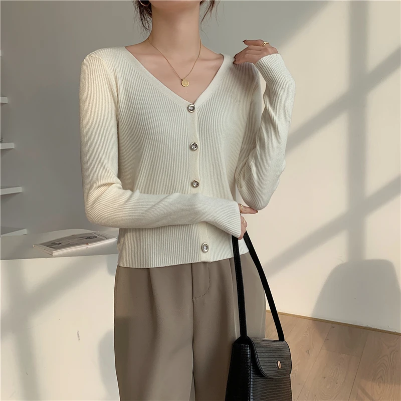 Croysier Cardigan 2021 Fashion Clothes Women Autumn Winter V Neck Long Sleeve Casual Sweater Button Up Knitted Cardigan Sweaters oversized sweaters