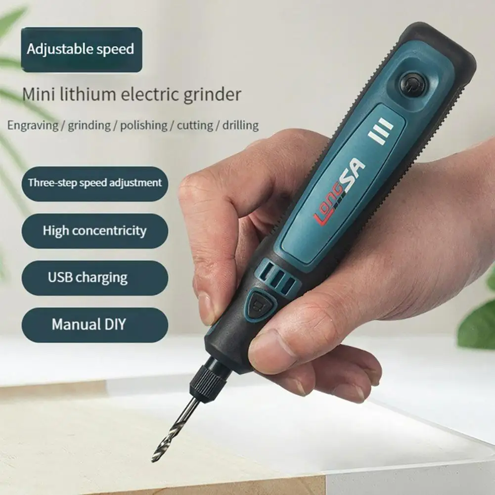 Usb Rechargeable Mini Grinder Micro Rotary Tool Engraver Pen Electric Grinder Set Jade Carving Wireless Grinder with Battery micro motor drill chuck clamping range 0 3 4mm taper mounted mini metal drill chuck with t and l spanner 4 5 6 8mm connector