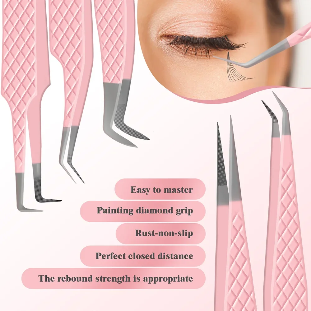 MAYOOC Eyelash Tweezers With Fiber Tips Stainless Steel High Precision Tweezer Volume Fans lash Tweezer Makeup Tools Custom Logo 5