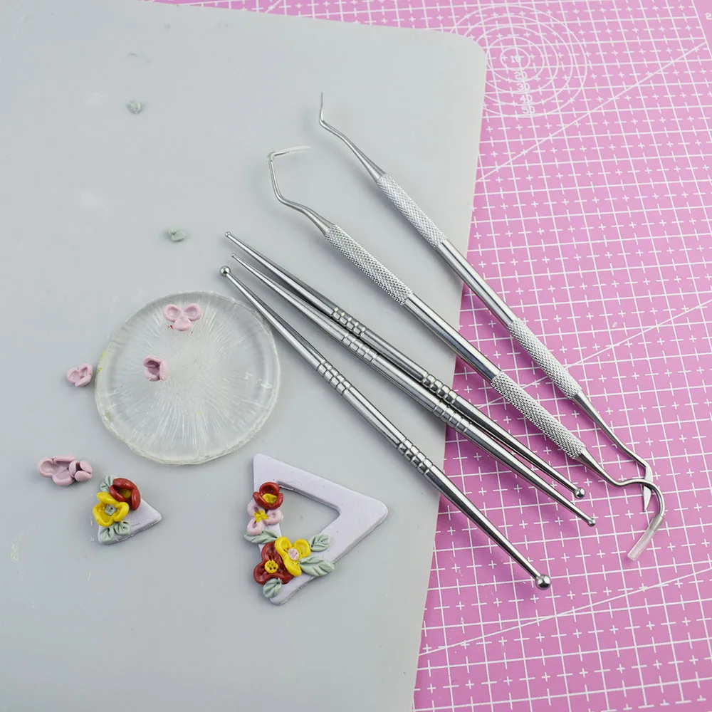 Polymer Clay Tools for DIY Clay Earring Mini Flower Texture Carving Modeling Hook Dotting Pen Pottery Ceramic Sculpture Hobby