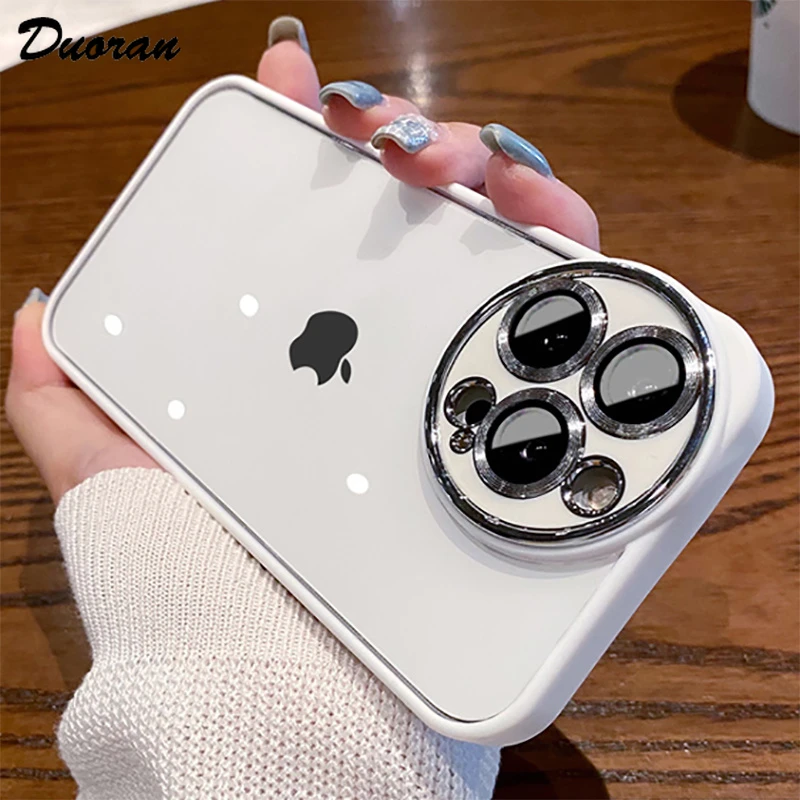 For iPhone 13 Pro Max Luxury Transparent Soft Silicone Phone Case For iPhone 12 11 Pro Max Metal Lens Protection Back Cover iphone 13 cover