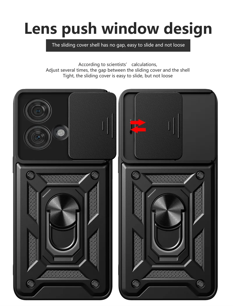 Per Motorola Moto Edge 40 Neo 5G Case Slide Window Lens Protect Armor Phone Case Per Moto Edge40 Neo Magnetic Holder Ring Cover