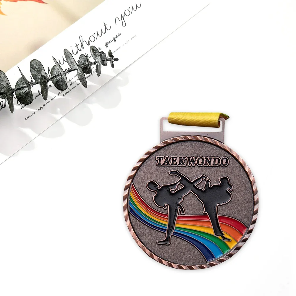 1/2Pcs Taekwondo Winner Rewards Medals Golden Silver Copper Persistent Games General Sports Gold Silver Bronze Medal with Ribbon award medals