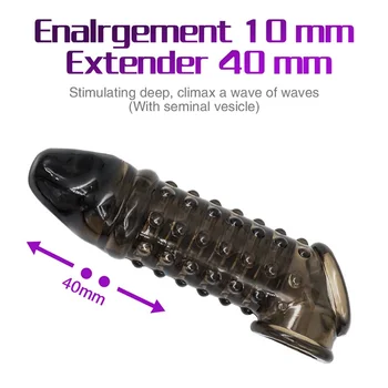 Reusable Male Penis Sleeve Testimony Bondage Cock Extensor Penis Ring Condoms with Scrotum Penis Erotic Male Toys 5