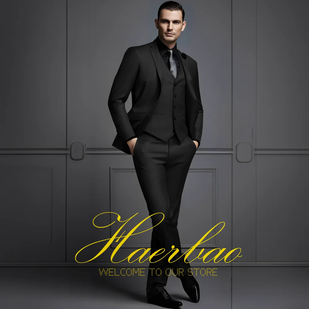 Business Men's Suit 3-piece Set (Jacket Pants Vest) Wedding Groom Tuxedo Formal Queue Clothes Slim Fit Blazer formal suit business men clothing
