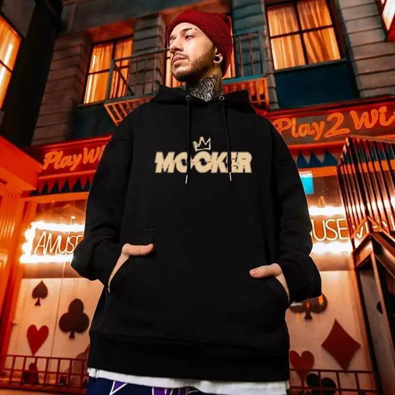 Hooded Sweater Men's Trendy Brand Large Size M-8XL Men's Autumn And Winter Style Plush And Thick Fat Hip-hop Pullover Jacket