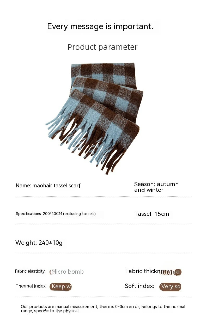 Yu Shuxin's same checkered scarf for women in winter, with a luxurious versatile couple shawl, thickened and warm scarf,_voghion.com