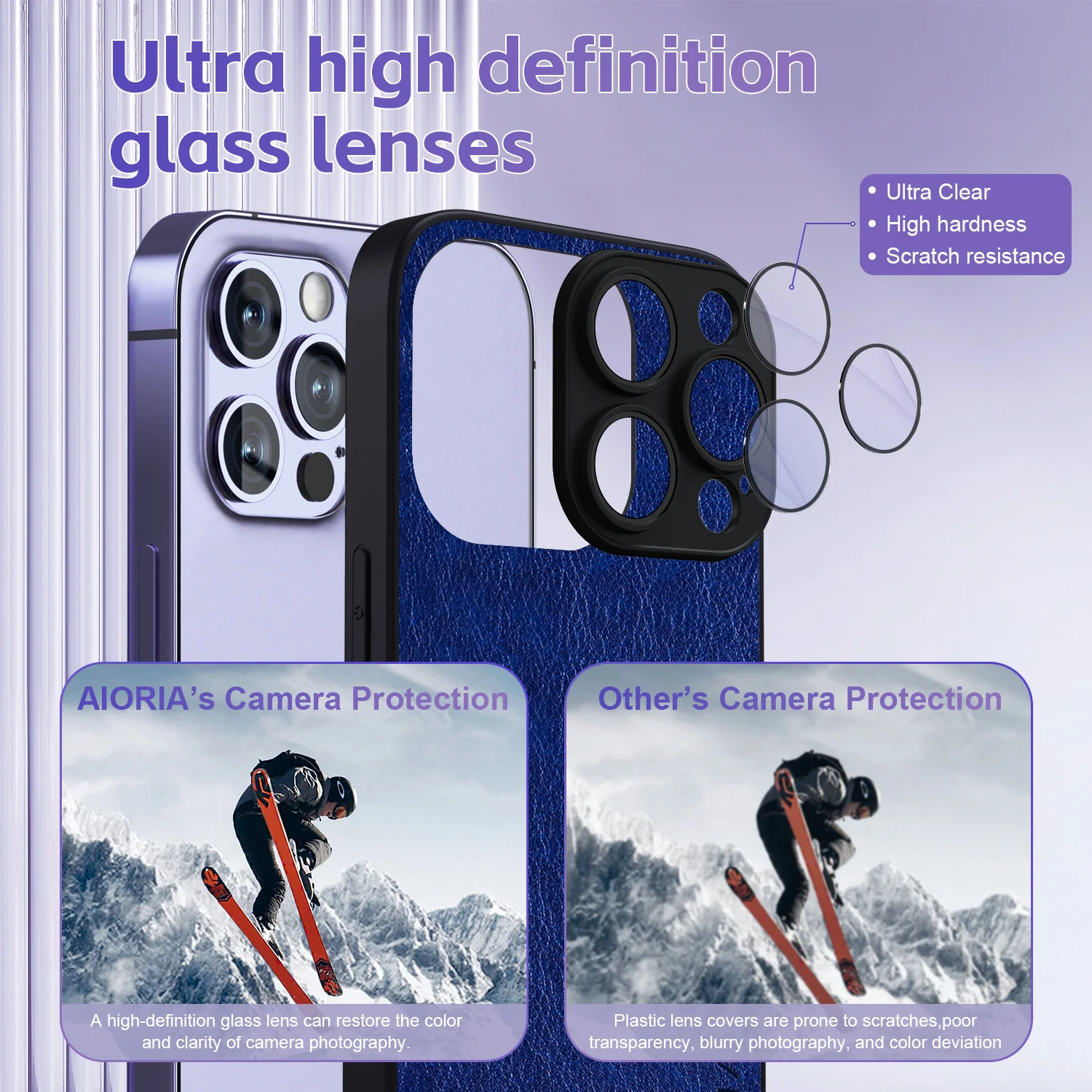 Luxury Leather Case with Metal Logo and Enhanced Camera Protection