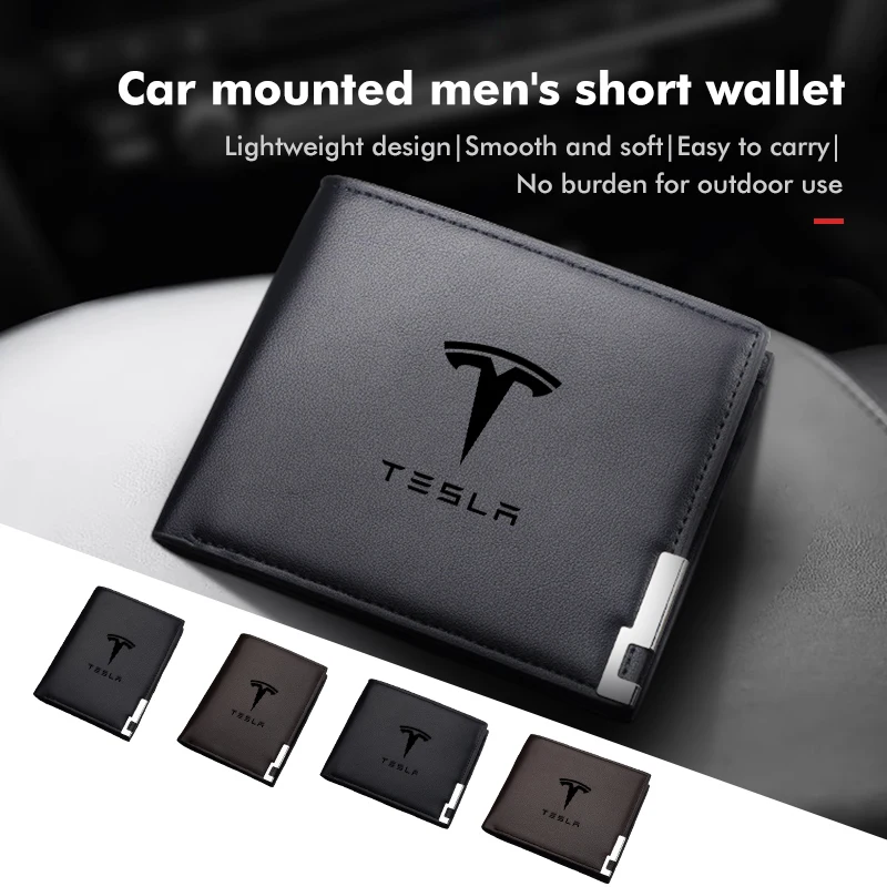 Car Short Men Wallet Purse With Card Holder License Accessories for Tesla Model 3 Y S X Roadster car wallet