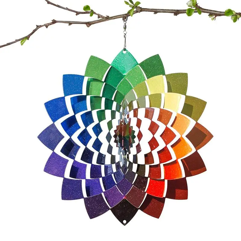3D Wind Spinners Hanging Stainless Colorful Wind Spinner Decor Worth Gifts For Outdoor Garden Decoration Crafts Ornaments