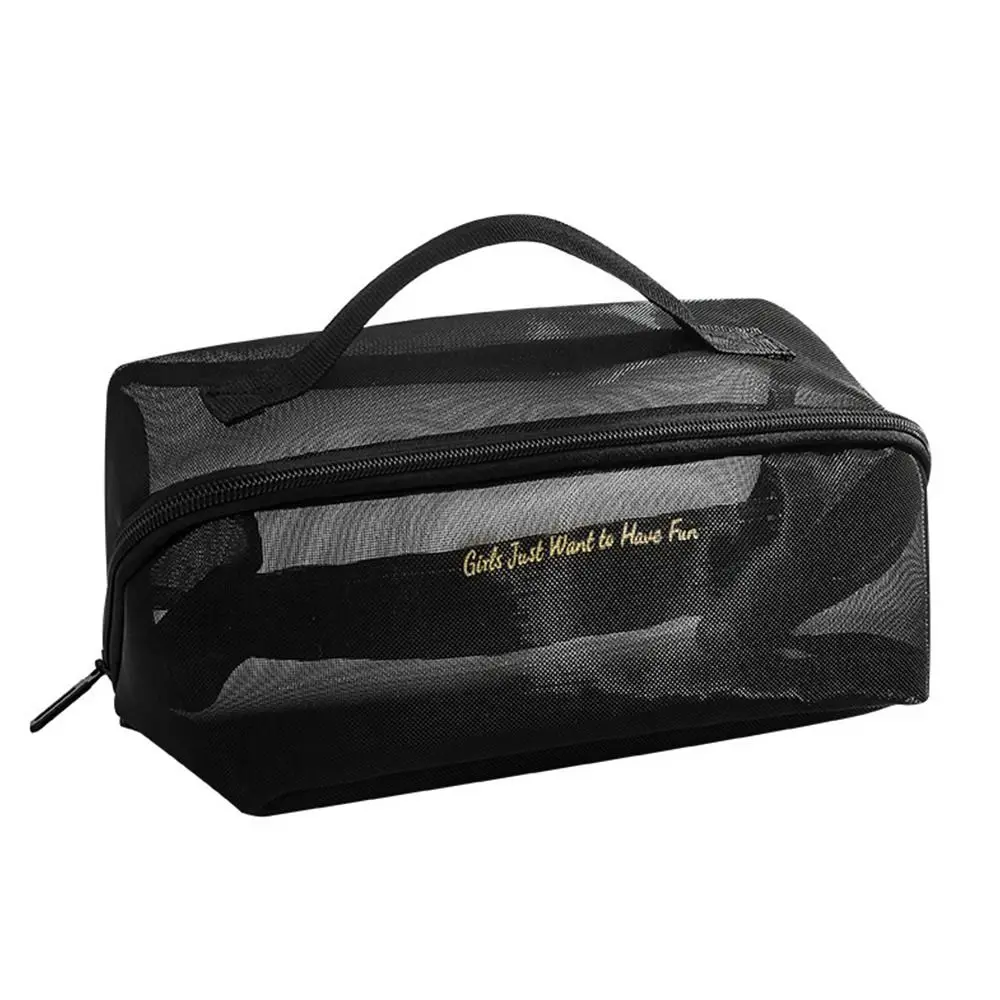 Tragbare große Kapazität Mesh Make-up Tasche leichte solide Reise Aufbewahrungstasche Organizer Tasche Kulturbeutel Beauty Case – Detail 6