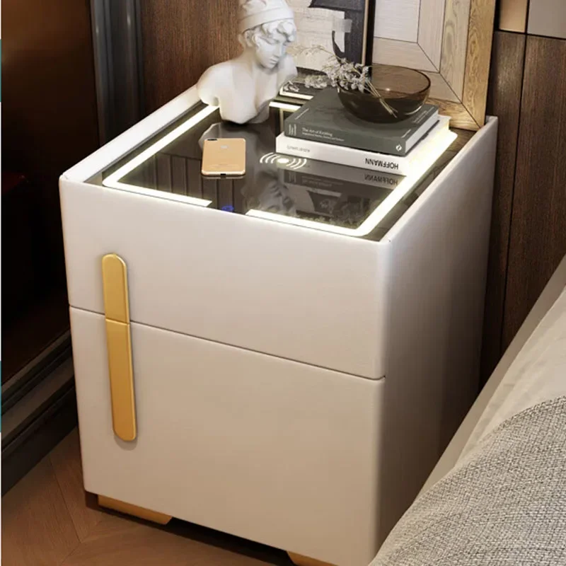 White Smart Bedside Table Bathroom Wooden Bath Bedside Table Modern Mini Floating Muebles Para Dormitorio Furniture