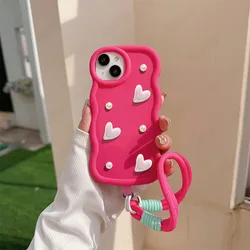 3D Laser Heart Pearl Silicone Soft Case with Lanyard - Spark 10 Pro (Rose Red)