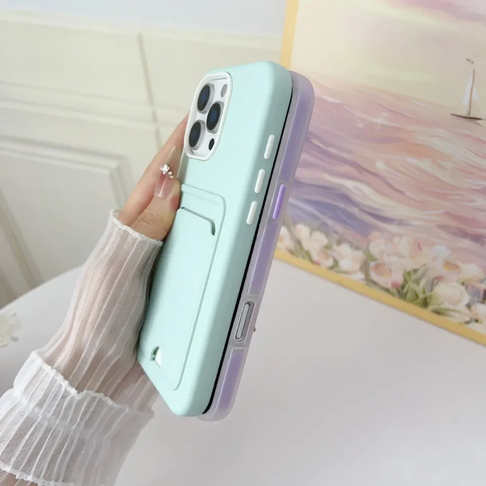 Vibrant Candy Color Wallet Phone Case with Card Holder and Shockproof Protection